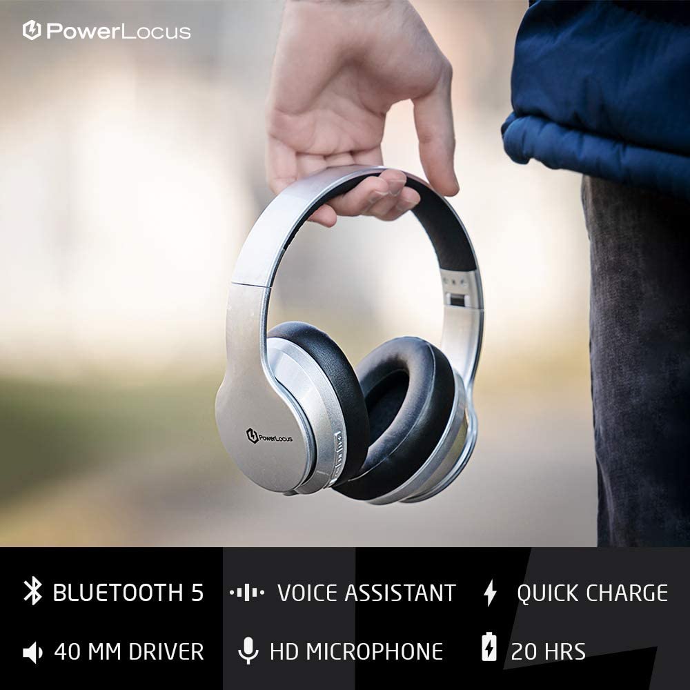 PowerLocus P6 Bluetooth Headphones Over Ear, Wireless, Super Bass Hi-Fi Stereo Sound, 40Hrs Battery Life, Soft Earmuffs - Image 4