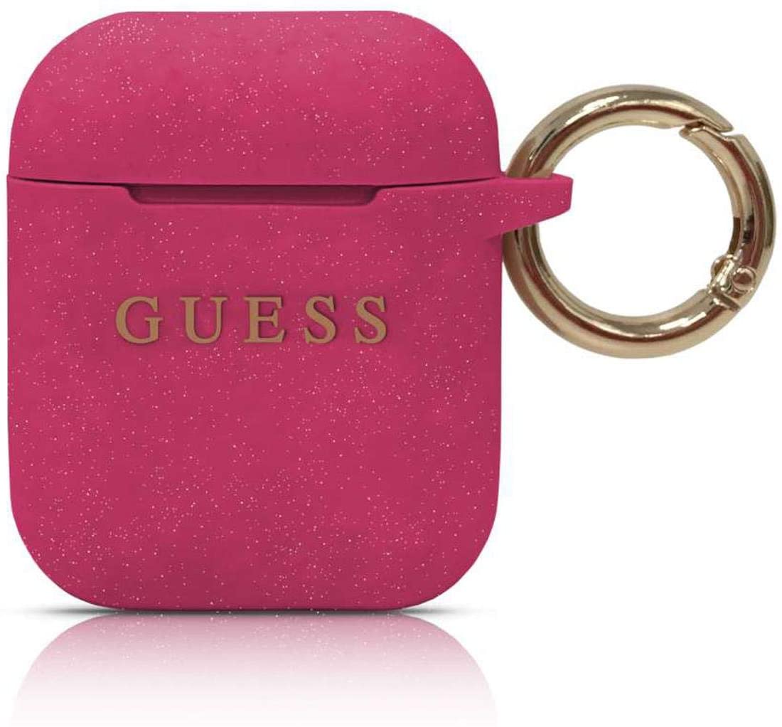 GUESS GUACCSILGLFU - Silicone case protects wireless headphone docking station for Apple Airpods pink