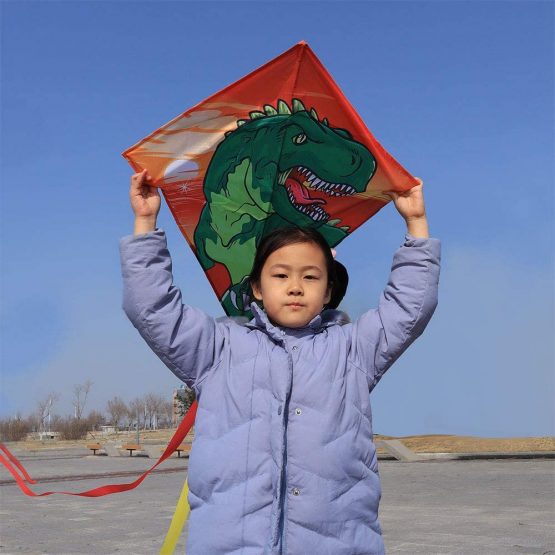 Diamond Kite 2 Pack, Dinasour + Unicorn Eddy Kite, Single Line Kite for Children, Wonderful Beginner Kite for 3 years up, 60x70cm with 2x300cm long tails, Kite handle, 60m String and swivel included. - Image 2