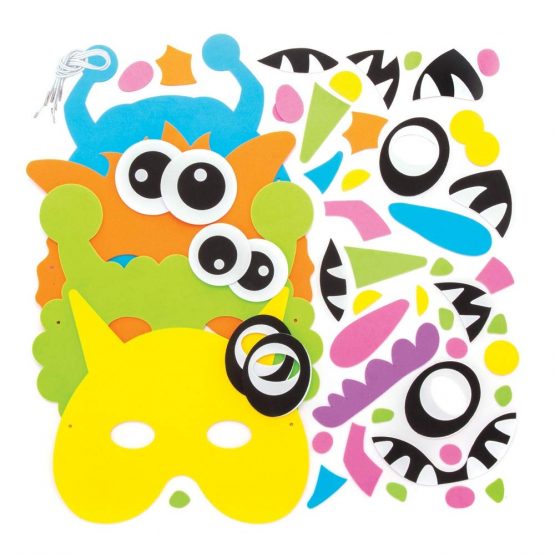 Baker Ross AW777 Halloween Kits, Monster Bunch Foam Mask Craft for Kids to Dress up and Play This Trick Or Treat Season (Pack of 4), Assorted - Image 2