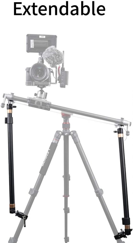 YC Onion Extendable Support Rods for Slider, Aluminium Alloy Camera Slider Stabilizer, Multi-Angle Tripod Stability Arms with C Clamps and Ball Head for Increasing Stability(2 Rods in) - Image 4