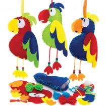 Baker Ross AT689 Parrot Sewing Decoration Kits - Pack of 3, Festive Tree Ornaments for Kids to Decorate in Arts and Crafts Activities