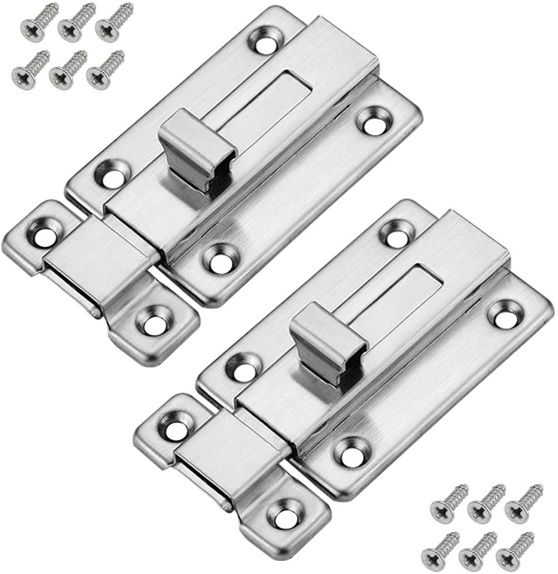 Dokpav 2 Pcs Door Locks, 3 Inch Stainless Steel Door Bolts Slide Door Bolts for All Internal Doors Bedroom Bathroom