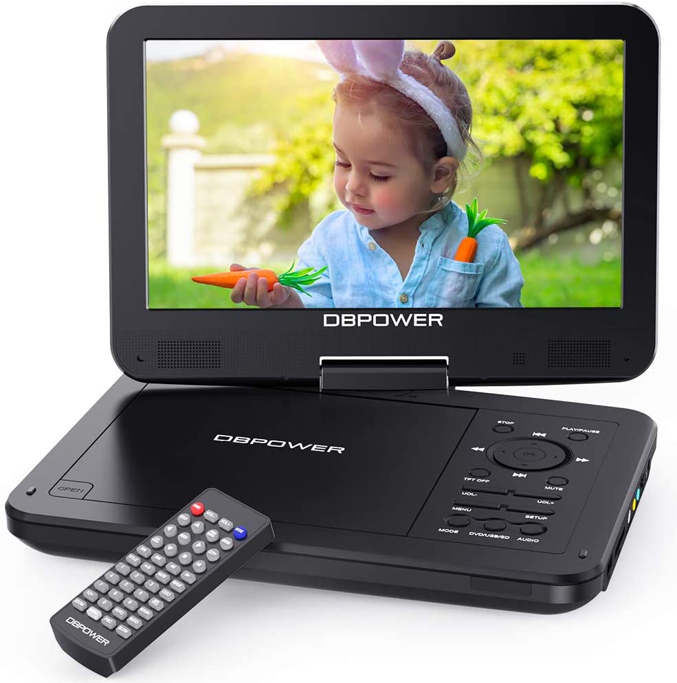 DBPOWER 12.5" Portable DVD Player with 10.5" Swivel Screen Car Built-in 5 Hours Rechargeable Battery, Supports All-Region