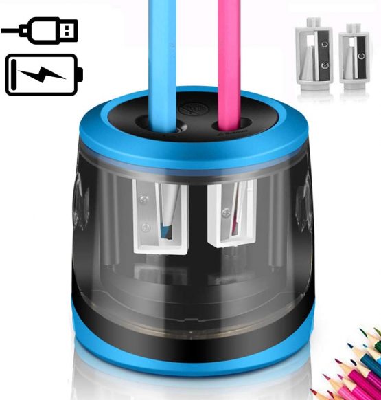 Electric Pencil Sharpeners, USB and Battery Mains Power, ARPDJK 2 Hole Heavy Duty Electronic Automatic Desktop Pencil Sharpener with Big Container for Kids Artist, Home Classroom and Office