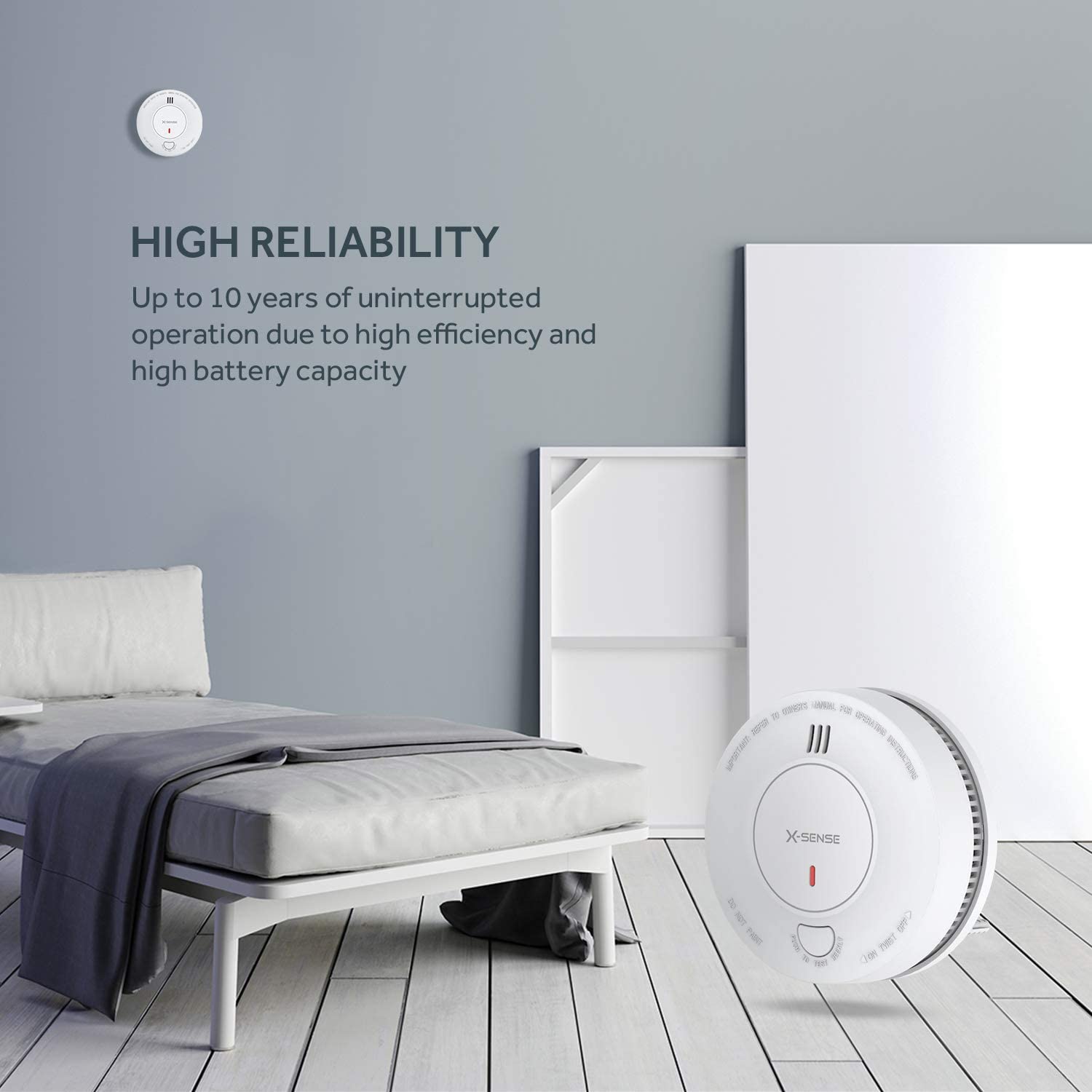 X-Sense Smoke Alarm, 10-Year Battery Fire Alarm Smoke Detector with LED ...