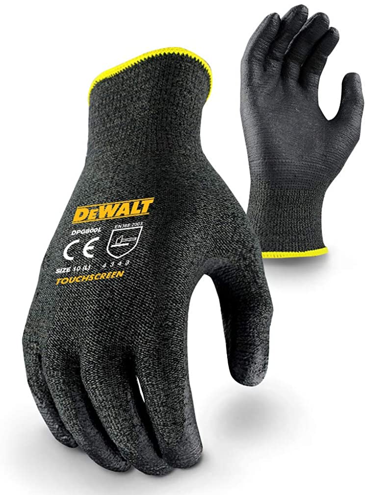 DeWalt Unisex DPG800L Work Gloves, Black, Size 10 (Pack of 2) EU, 2 Count (Pack of 1)