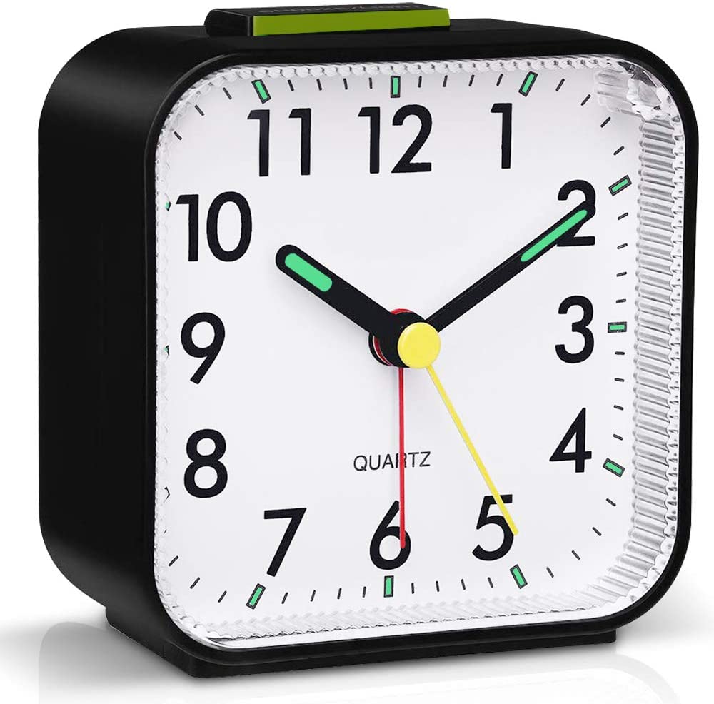 Tisaika Silent Alarm Clocks Bedside Non Ticking Battery Powered Table Clocks Luminous Large Display Snooze Light Function for Bedroom Office