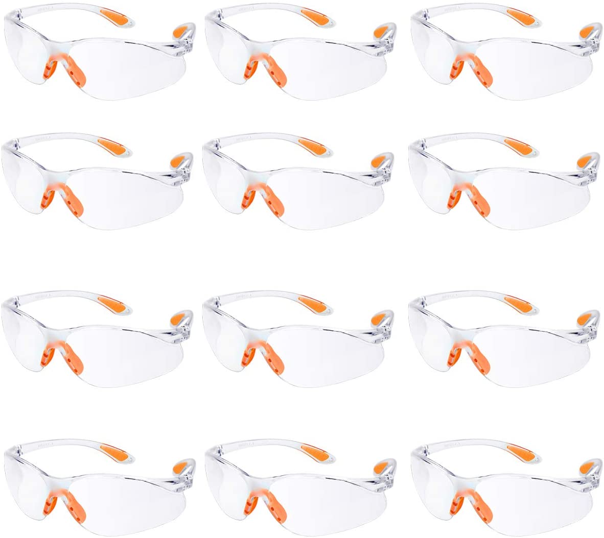 Safety Glasses 12 Pack Protective Eyewear Safety Goggles Eye Protection Safety Spectacles Work Glasses with Clear Lenses Security Glasses Anti Dust/Scratch/Mist/Wind