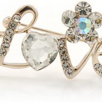 Avalaya Gold Plated Crystal 'Love' Brooch - 45mm Length