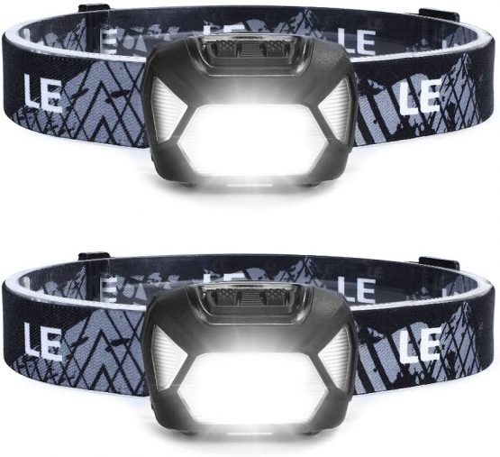 LE Head Torch, [2 Pack] Super Bright 1300L LED Headlamp with 6 Lighting Modes, Waterproof, Battery Powered LED Lightweight Headlight for Cycling Running Camping for Kids Adults