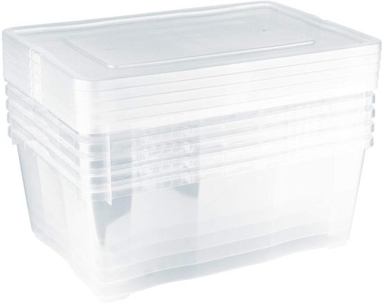 Grizzly 5 x Storage Boxes with Lids - 10 Litre - 14.8x10.4x5.7 inch (37.5x26.5x14.5 cm) - Stackable Clear Containers - Transparent Organiser - Image 4