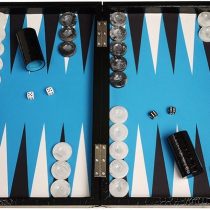 Wycliffe Brothers Tournament Backgammon Set, Black with Blue Field - Gen III