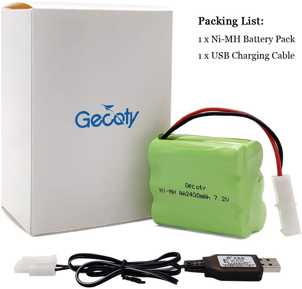 Gecoty® Rechargeable 7.2 V 2400 mAh Ni-MH AA battery pack with KET 2P plug and charging cable - Image 3