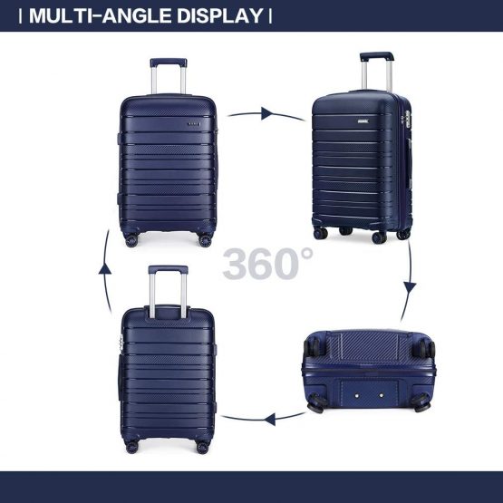 Kono Lightweight Polypropylene Medium Check in Luggage with 4 Spinner Wheels TSA Lock YKK Zipper Hard Shell Travel Trolley Suitcase (Black, 65cm 66L) - Image 4