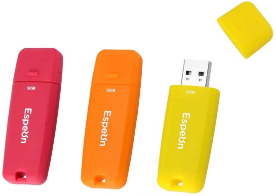 Espeon 3-Pack 32GB USB 2.0 Flash Drive, Vibrant colours - Orange, Yellow, Red