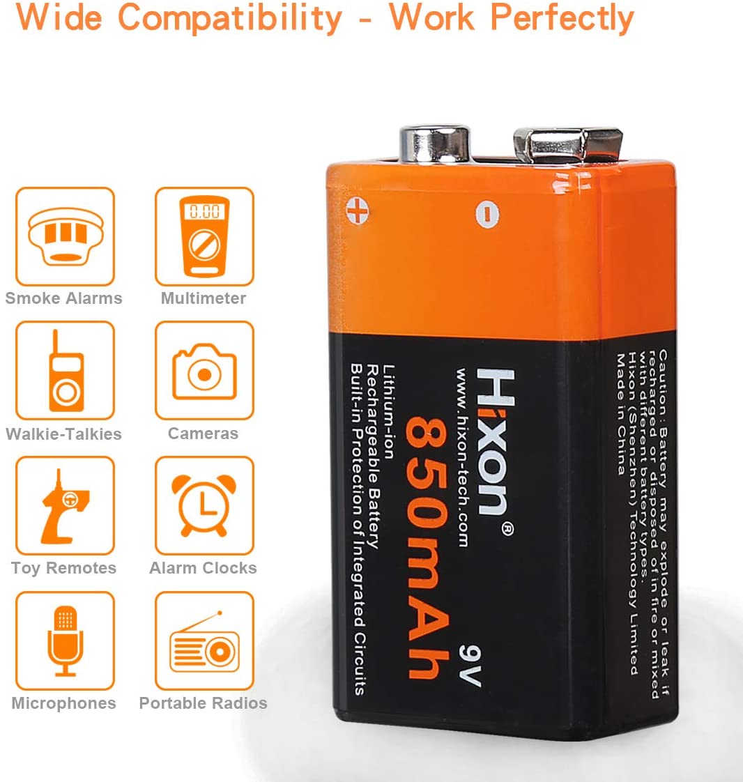 Hixon 9V li-ion rechargeable battery - Image 4