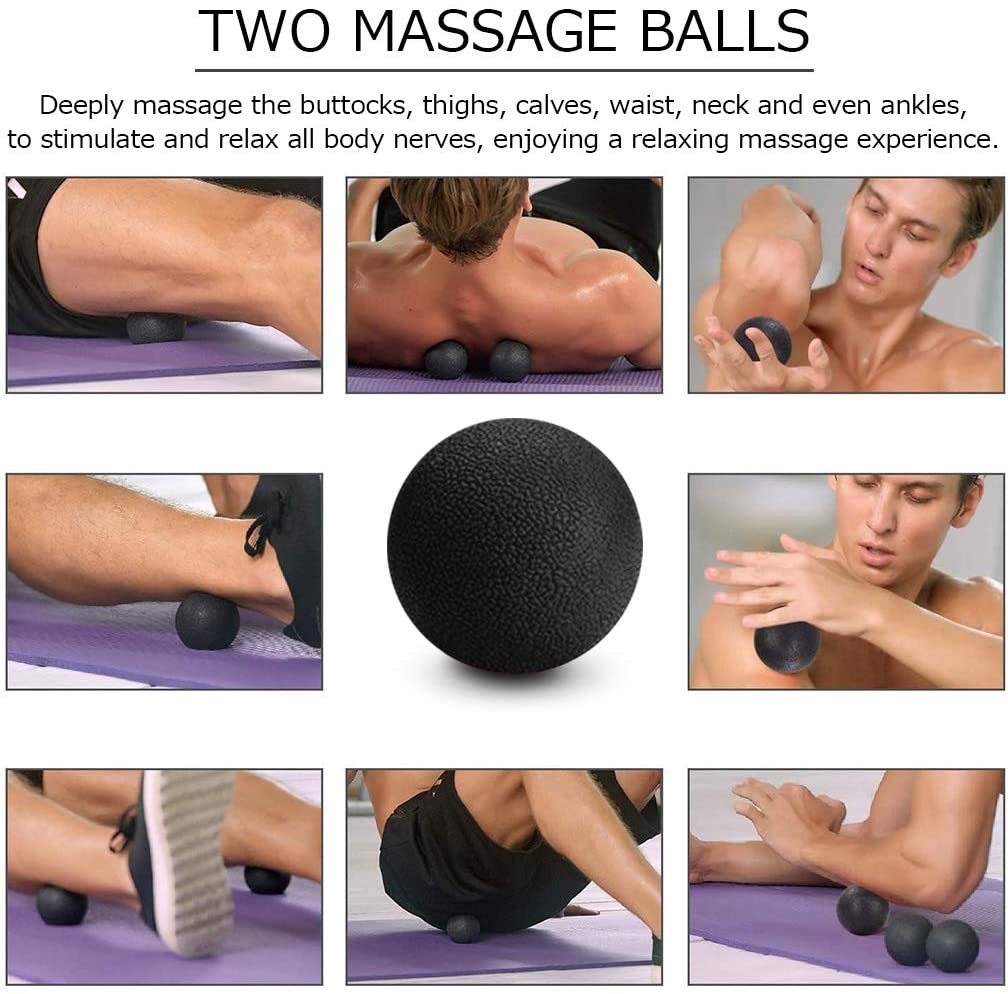 SACONELL 4 in 1 Black Foam Roller & Massage Stick Set Deep Tissue Foam Roller Kit with 2 Massage Balls and A Massage Roller Stick for Fitness Yoga - Image 4