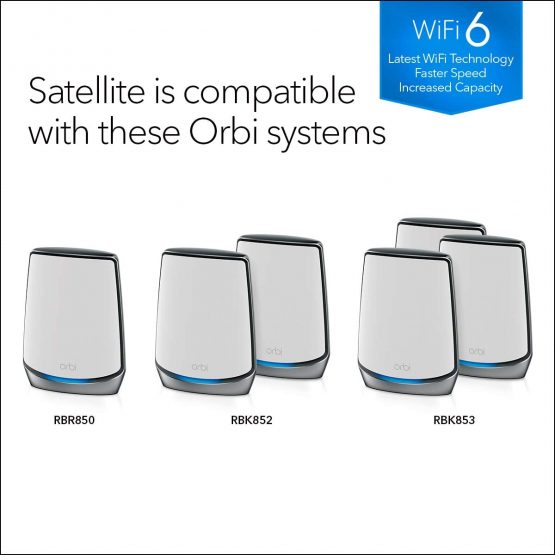 NETGEAR Orbi Ultra-Performance Tri-band Wi-Fi 6 Add-on Satellite (RBS850) – Works with Orbi Wi-Fi 6 Router, Add up to 2,000 sq. ft., Speeds up to 6 Gbps, 11AX Mesh AX6000 Wi-Fi - Image 3
