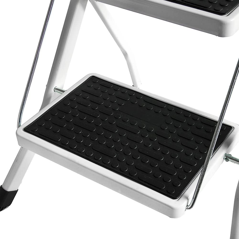 Home Vida 2 Step Ladder Compact, Heavy Duty Steel, Portable Folding, Anti-Slip Mat, Home, Kitchen, DIY, Gardening Step Ladder - Image 4