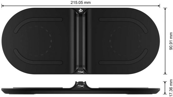 HyperX HX-CPBS-G ChargePlay Base - Qi-Certified Wireless Charger, Dual Pad, Charge up to two devices, Up to 10W Charging, Battery Indicator, Compatible with Qi-Enabled Devices (UK plug) - Image 2