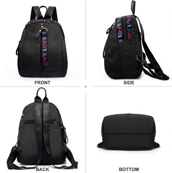 Fashion Women Ladies Backpacks and Rucksacks Handbags Casual Rucksack PU Leather Rucksack Nylon School Bags Waterproof Anti-Theft Daypack Travel School Vintage Shoulder Bag Purse Large Capacity Black - Image 2
