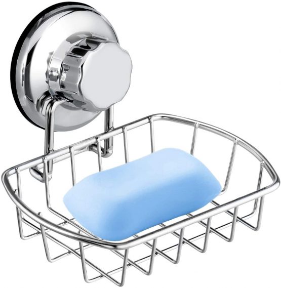 iPEGTOP Bathroom Shower Caddy Basket, Shower Shelf & Soap Dish Holder & Bath Hanging Hook Set for Sponge Shampoo Shower Organizer Storage, Rustproof Stainless Steel, No Drilling Suction Cup - 3 Pack - Image 4