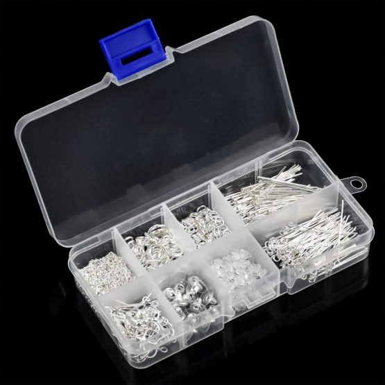 740 Pcs Earring Making Kits Silver Tone Jewelry Making Kit Jewelry Finding Starter Tools Kit with Earring Hooks Earring Backs Clasps Jump Rings Pins for Jewelry Making Repair DIY Craft Supplies - Image 2