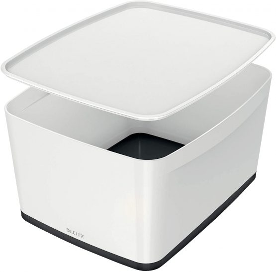 Leitz 18 Litre Storage Box with Lid, Waterproof , White/Black