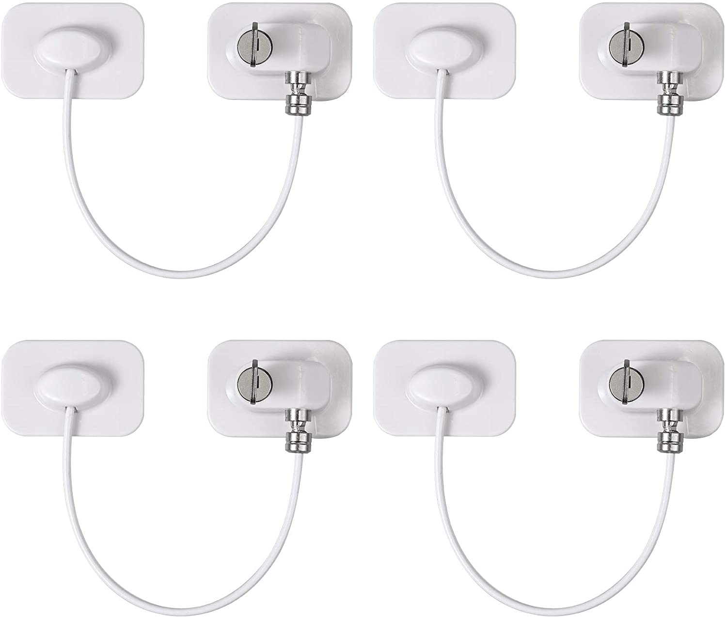 eSynic 4 Pack Baby Safety Cupboard Locks No Drilling Fridge Lock Removable Baby Proof Drawer Locks Strong Adhesive Childproof Cabinet Locks with Key Alloy Zinc Kitchen Door Locks for Child and Adult