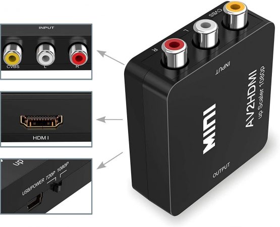 RCA to HDMI , Amtake 1080P AV RCA to HDMI Converter Composite CVBS AV to HDMI Video Audio Converter Adapter for PS2 Wii Xbox SNES N64 VHS VCR Camera DVD, Supporting PAL/NTSC with USB Power Cable - Image 4