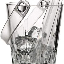 Pasabahce Karat Glass Ice Bucket Wine Beer Champagne Cooler with Plastic Tongs