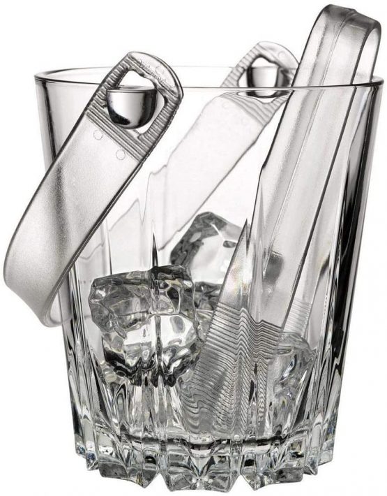 Pasabahce Karat Glass Ice Bucket Wine Beer Champagne Cooler with Plastic Tongs