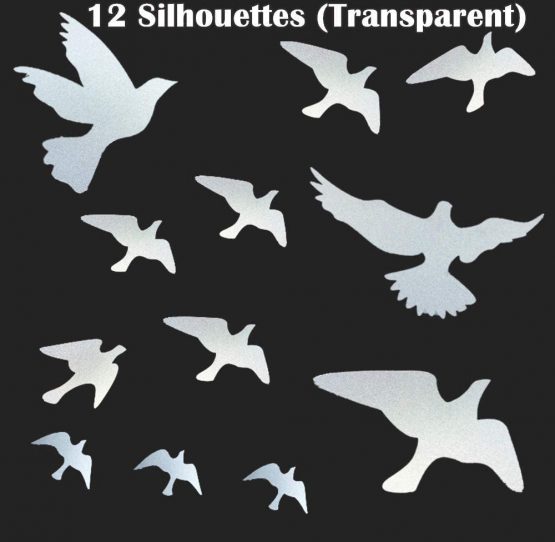 Muttfy Anti-Collision Window Alert Bird Stickers to Prevent Bird Strikes on Window Glass Door (Set of 12 Silhouettes Transparent) - Image 2
