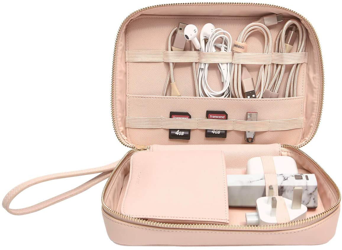Stackers Blush Pink Cable Tidy Bag, 15 x 20 x 6 cm