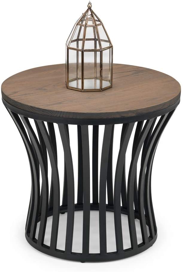Julian Bowen Washington Lamp Table, Mocha Elm/Black, Black/Elm, Height: 51, Width: 56, Depth: 56cm - Image 2