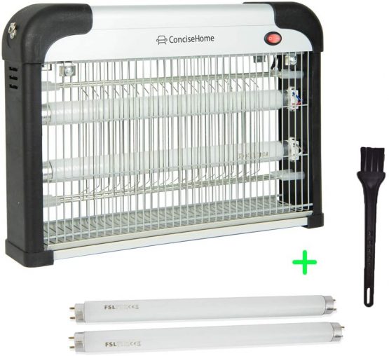 Concise Home and Insect Killer XHY-20B Light UV Attract to Zap Flying Insects Silver, Covers 50m2 with 20w (2x10w), 2x10w Gift Tubes