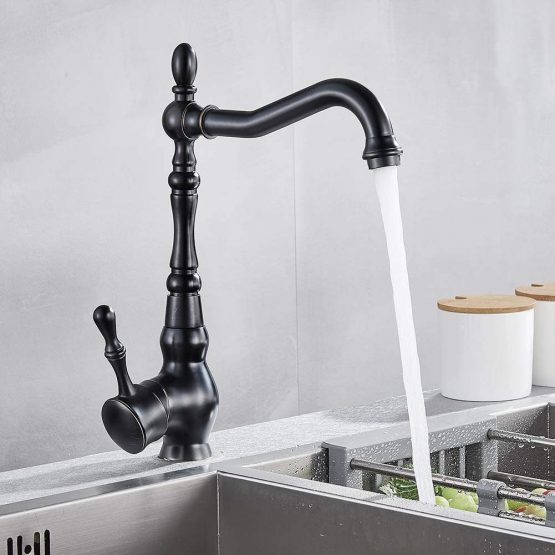 Sugu Black Antique Brass Single Hole Installation Single Lever Mixer Tap Bathroom Tap Washbasin Tap with 360° Swivel Spout Bathroom Mixer Tap - Image 4