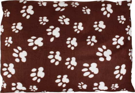 Karlie 61544 Fleece Dog Cushion 91 x 70 x 4 cm Square with Paws Pattern Brown