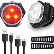 Hually Bike Light Set, Super Bright Rechargeable Bicycle Lights with Headlight and Taillight, Waterproof, 800mAh with 4 Light Modes, Sturdy and Easy Install Perfect for Mountain, City Road Cycling