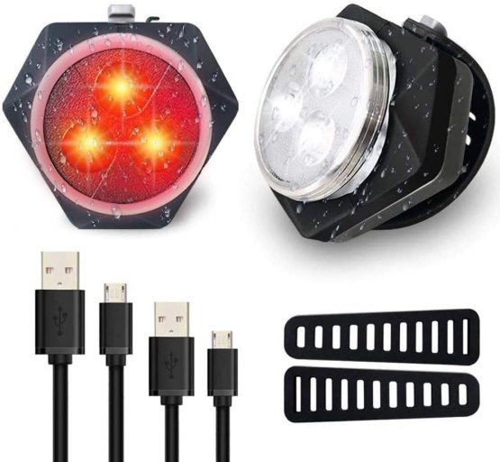 Hually Bike Light Set, Super Bright Rechargeable Bicycle Lights with Headlight and Taillight, Waterproof, 800mAh with 4 Light Modes, Sturdy and Easy Install Perfect for Mountain, City Road Cycling
