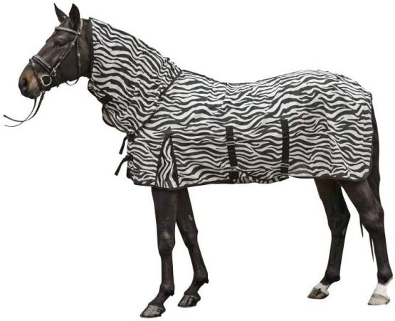 HKM Fly rug -Zebra- with neck EU165/UK7'3/US 87 White/Black - Image 2