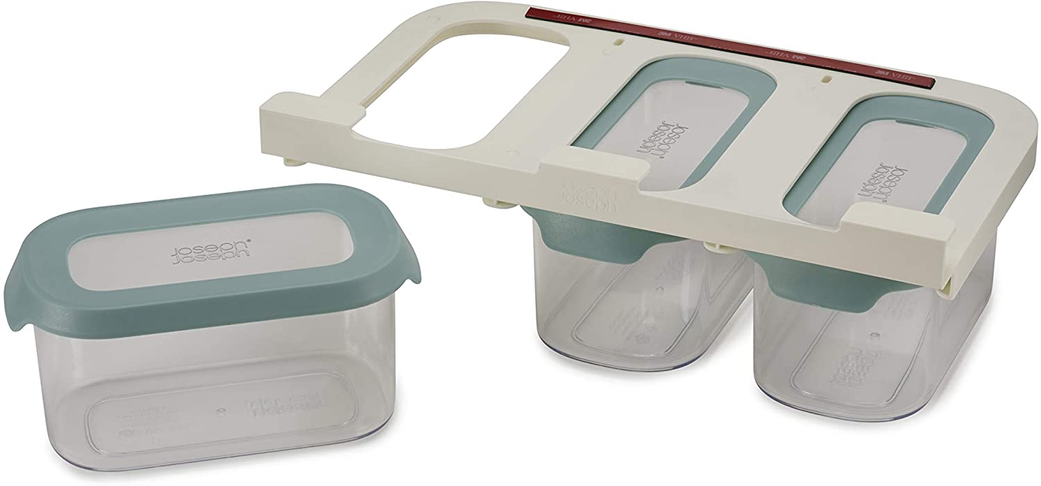 Joseph Joseph 81111 Cupboardstore Space Saving Kitchen Cupboard Airtight Food Storage Set, 3 x 900 ml - Clear, Light Opal