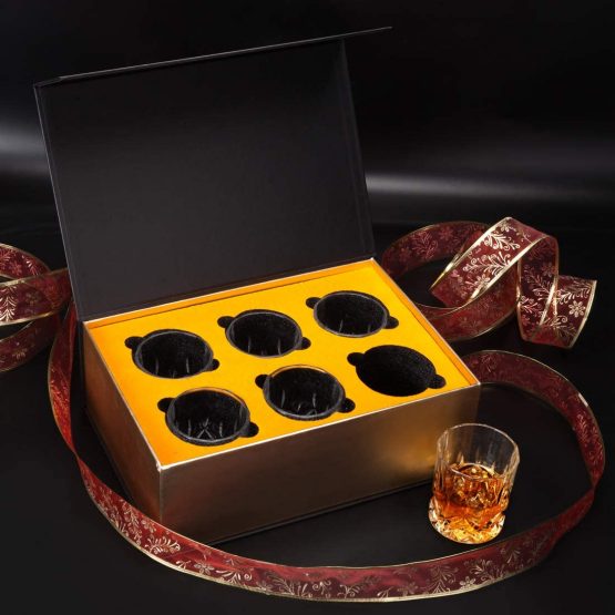 KANARS 6-Piece Whiskey Glasses Set, No-Lead Crystal Whisky Glass 300 ml for Cognac, Martini, Bourbon, Cocktail, Tequila, Unique Stylish Gift Box - Image 3