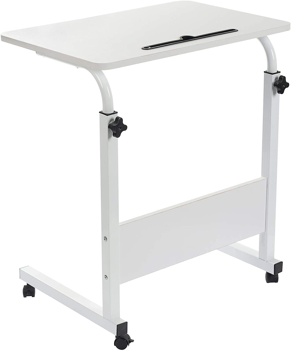 GRANDMA SHARK 60 x 40 cm Computer Desk, Gaming Desk, Rolling Table Bed Sofa for Laptop Height Folding Table with 4 Wheels (White) - Image 3