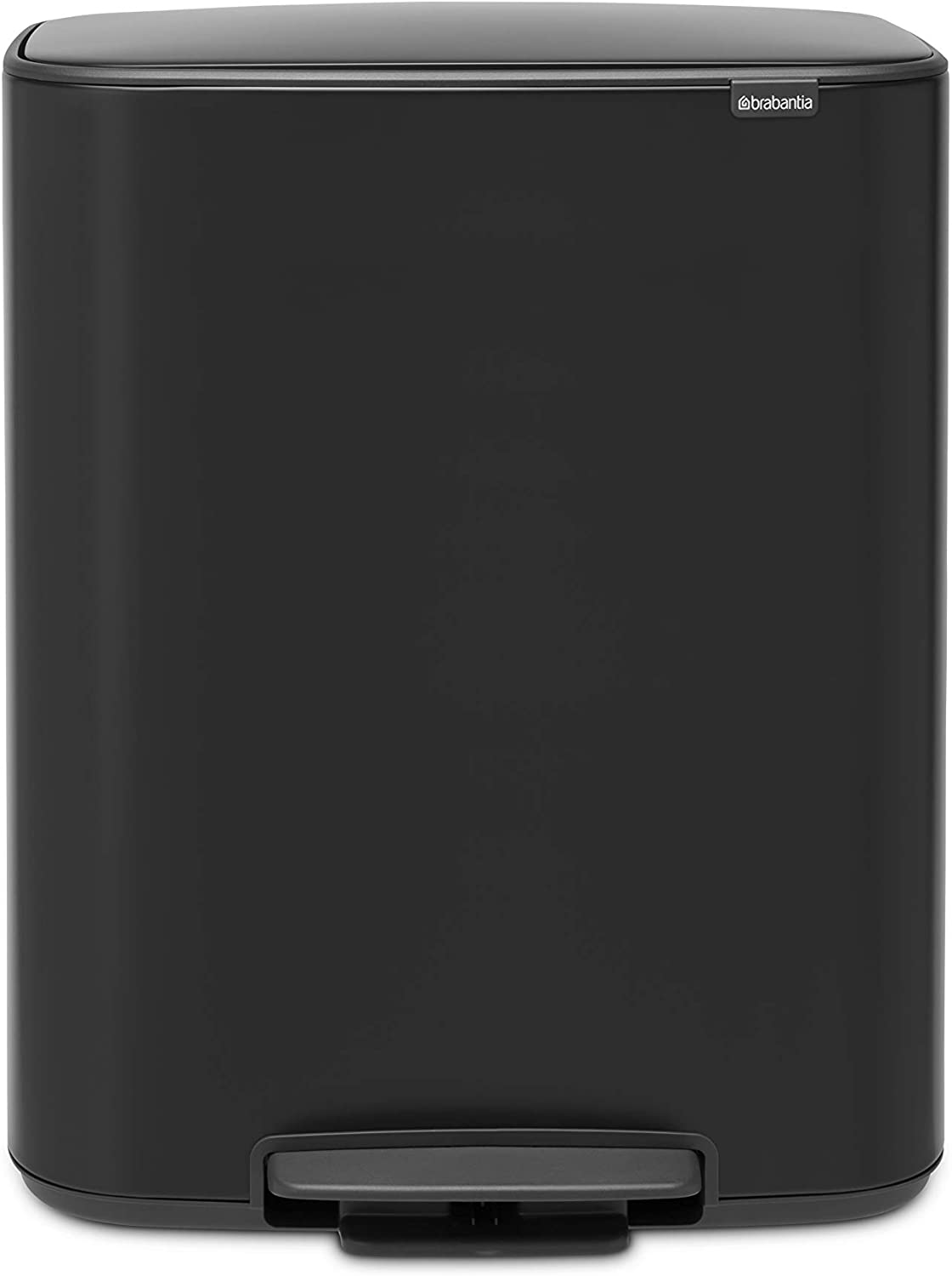 Brabantia Bo Pedal Bin - 2 x 30L Inner Buckets (Matt Black) Large Waste/Recycling Kitchen Bin - Soft Closing Lid