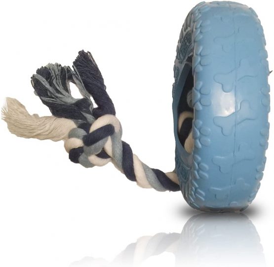 Petdentist- Tooth Flosser Rope Rubber Tug Tyre Ring Chew Toy for Best Dog Teeth Cleaning Dental Oral Care, Puppy Teething and Aggressive Chewers, Durable Tough Training Treat (Blue) - Image 3
