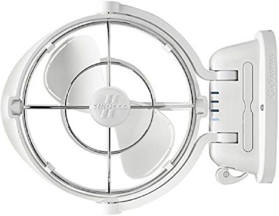 SEEKR Sirocco II, 7010CAWBX, 3-Speed, 360 Degree Airflow, Direct Wire Gimbal Fan, 125/185 CFM, 12/24V, White, 17.8cm Blade