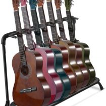 Flexzion Multi Guitar Stand Rack 7 Multiple Holder - Universal Instrument Display Stand, Folding Padded Storage Organizer, Band Stage Bass Slot for Electric Acoustic Guitars Ukulele Music Instruments