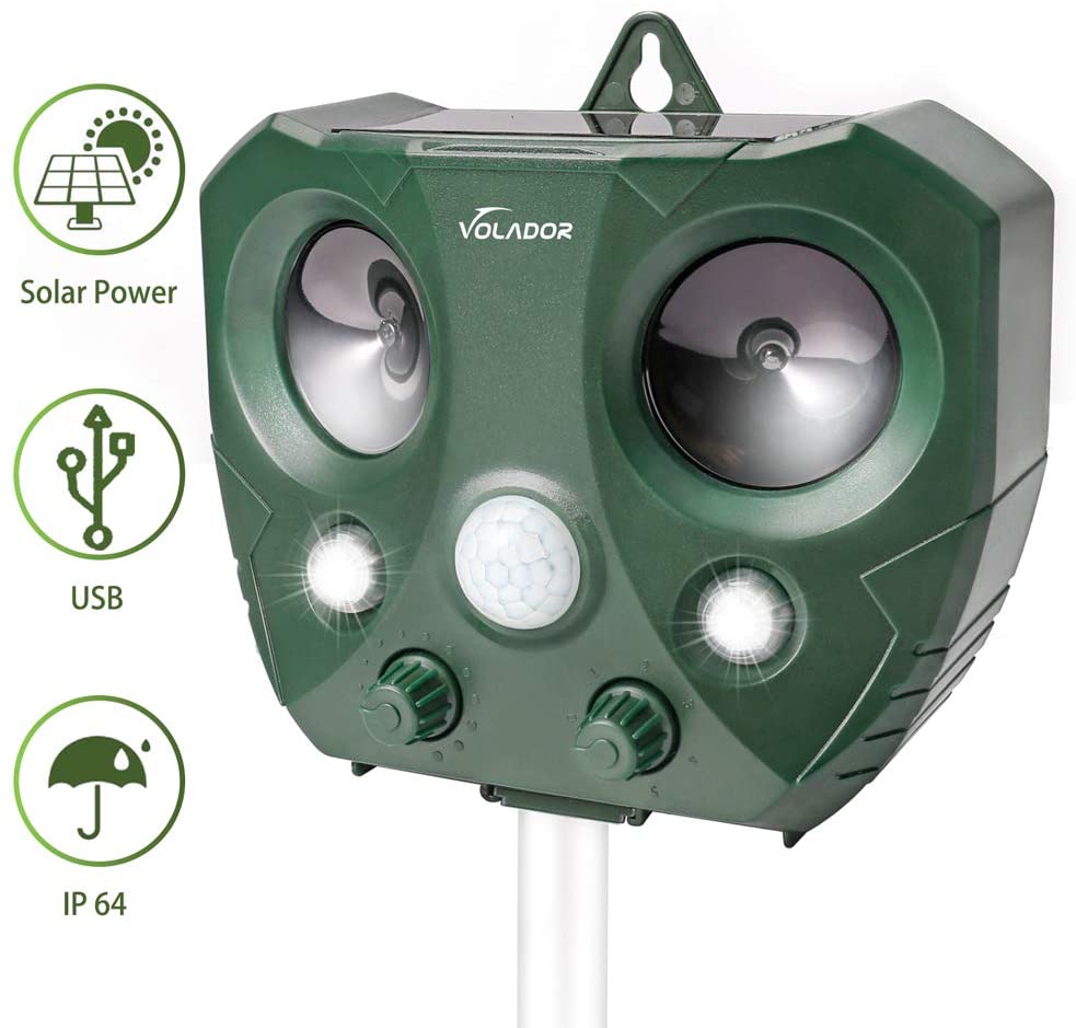 VOLADOR Ultrasonic Cat Repellent, Solar Animal Repellent, Waterproof